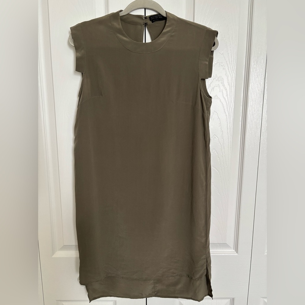 AllSaints Olive Green Sleeveless Midi Dress